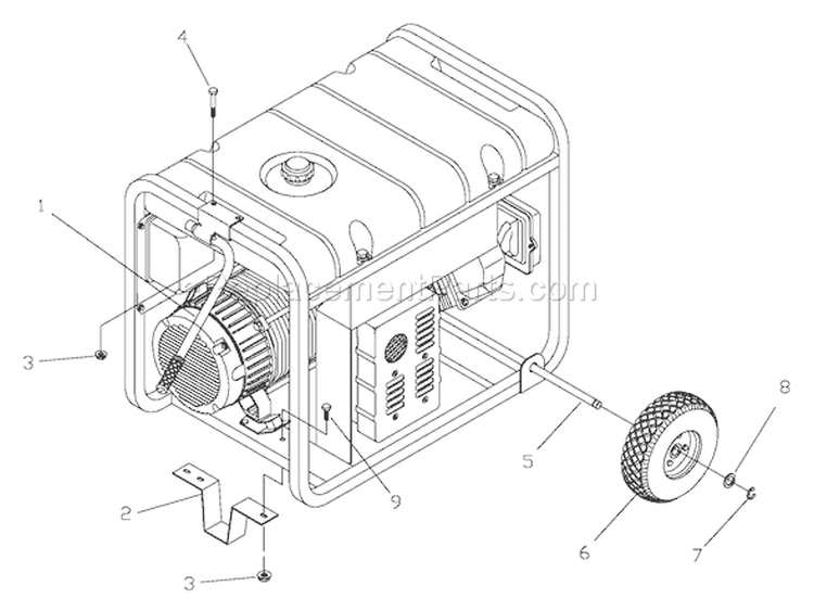 Page D Diagram and Parts List for 1919-0  Briggs and Stratton Generator